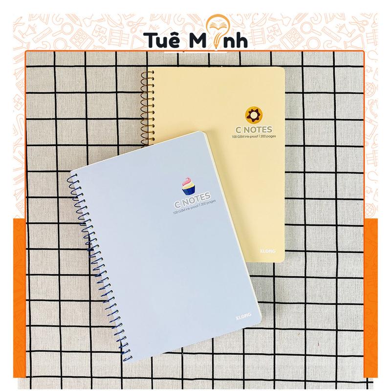 Vở note cornell B5 200 trang Klong MS 588 bìa nhựa lò xo đơn C Notes