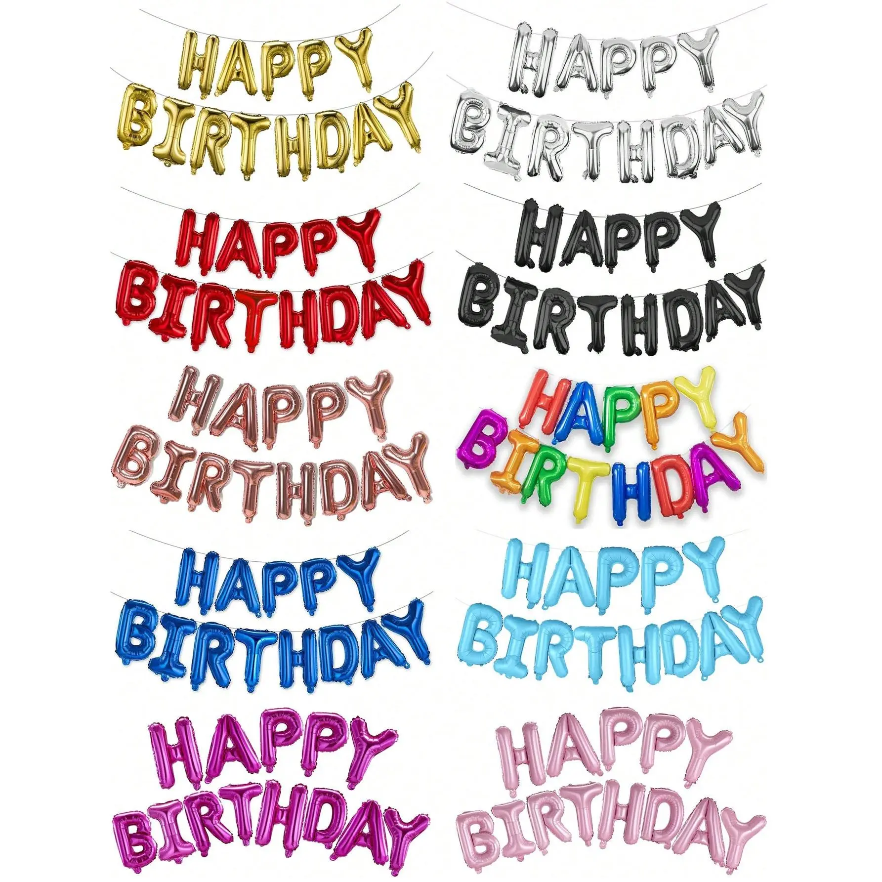 Happy Birthday Letter Foil Balloons Set,Party Decorations With Inflator And Strings,Happy Birthday,Birthday,Happy Birthday Balloons,Party Stuff,Gold Happy Birthday,Blue Happy Birthday,Birthday Supplies,Pink Party,Balloon Spray