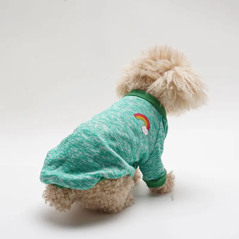 Rainbow Leather Label Dog Sweater, Casual Soft Comfortable Pet Clothes for Small Medium Large Dogs, Dog & Cat Clothing Supplies 3