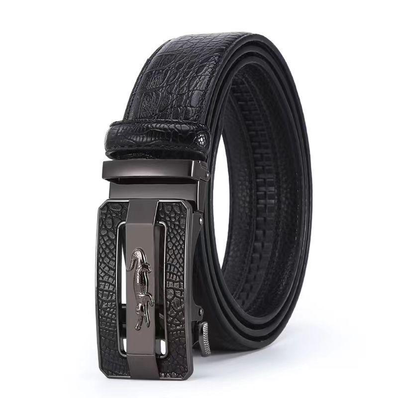 Product Introduction of Genuine Leather High-End Automatic New Men's Popular Leather Belt Authentic Cowhide Pant Belt Business Casual Fashion Belt Crocodile 16