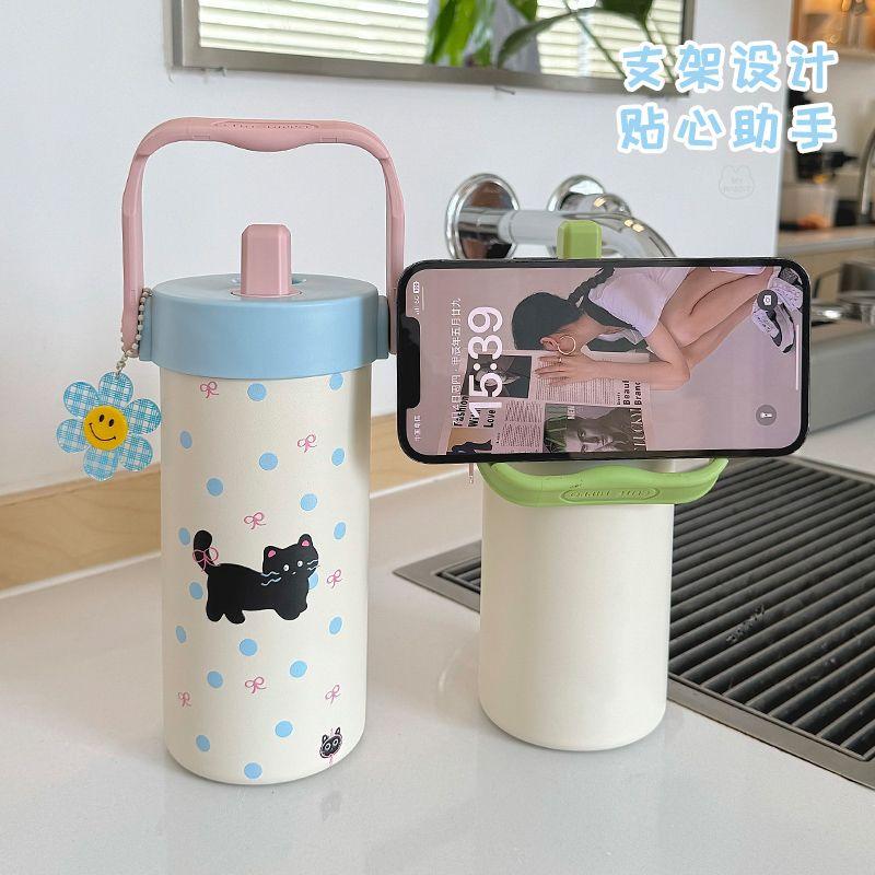 Cốc Cách Nhiệt, Dành Cho Bé Gái, Ưa Nhìn, Dung Tích Lớn, Có Ống Hút, Bảo Vệ Đá Mùa Hè, Hàng Mới Về 2024, Được Làm Bằng Thép Không Gỉ 316 6