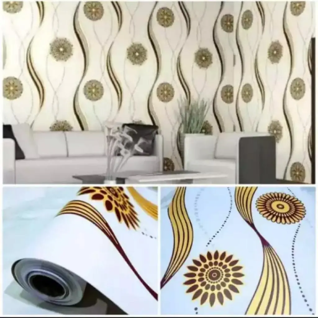 Wallpaper Sticker Dinding Motif CAKRA GOLD 10m x 45cm