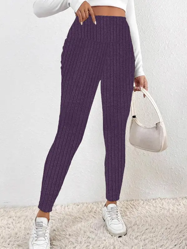 Plus Size Solid Thermal Lined Skinny Pants, Casual Comfy High Waist Leggings for Daily Wear, Women's Bottoms for All Seasons 3