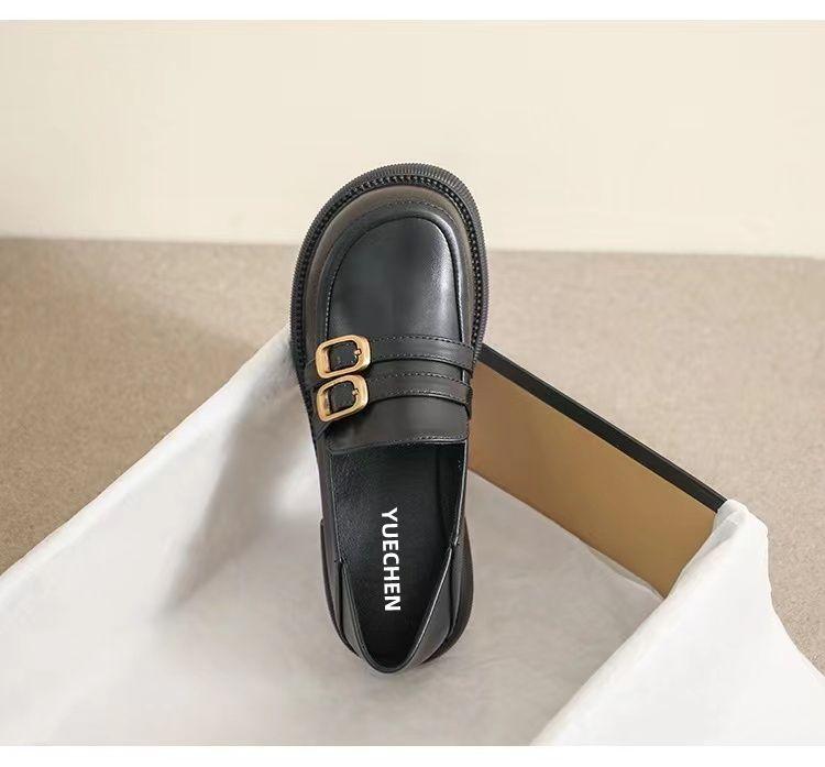 Product Introduction of Yue Chen Loafers Women's 2024 New Spring and Autumn British Style Black Low Heel Leather Shoe Soft Leather JK Pumps Spring 21