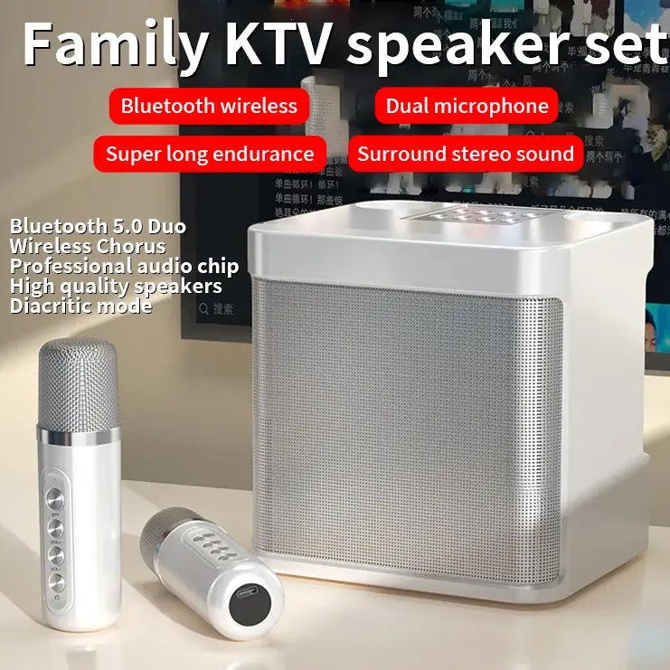 Loa Bluetooth, có mic, không dây, mic kép, loa Karaoke, bộ khuếch đại âm thanh nổi 3D, 203 1