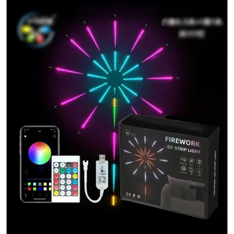 Dây Đèn LED Pháo Hoa 16 Màu Cảm Biến Theo Nhạc , Có Điều Khiển + APP Trên Điện Thoại trang trí tết 2025 3