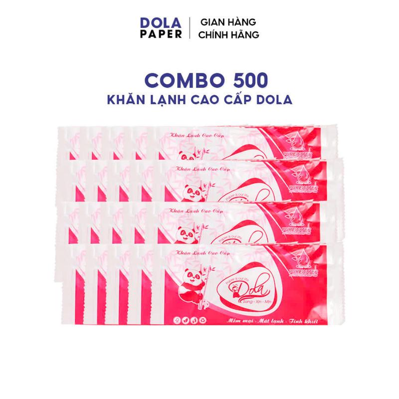  Combo 500 cái khăn lạnh gấu trúc đỏ Dola khăn giấy ướt 1 tờ dùng 1 lần cho quán ăn 
