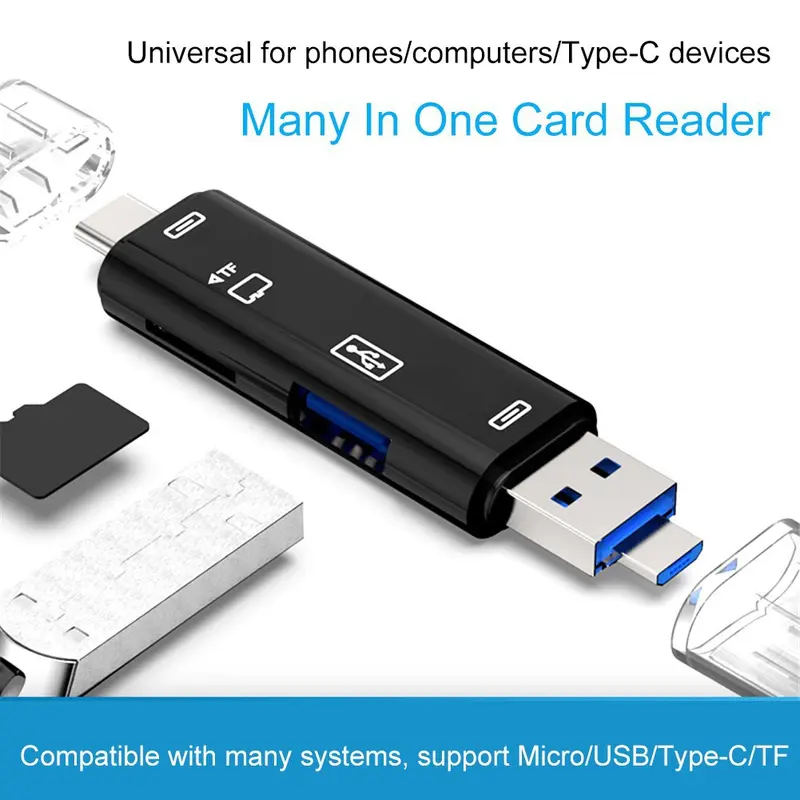 Pembaca Kad Digital Keselamatan TF Mikro USB 2.0 Jenis-C Pelbagai ...