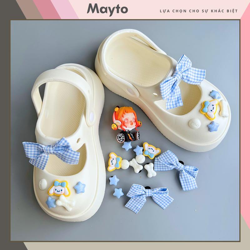 Mayto Dép sục nữ đế cao 5cm kèm Sticker si-na-mon kiểu dáng sandal quai hậu dễ thương hot trend 2023 CS-19