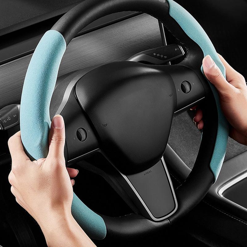 Product Introduction of Car Steering Wheel Cover Suede Carbon Fiber Ultra-thin Sweat-absorbing Special Steering Wheel For Tesla Model 3/Y Cars Accessories 37