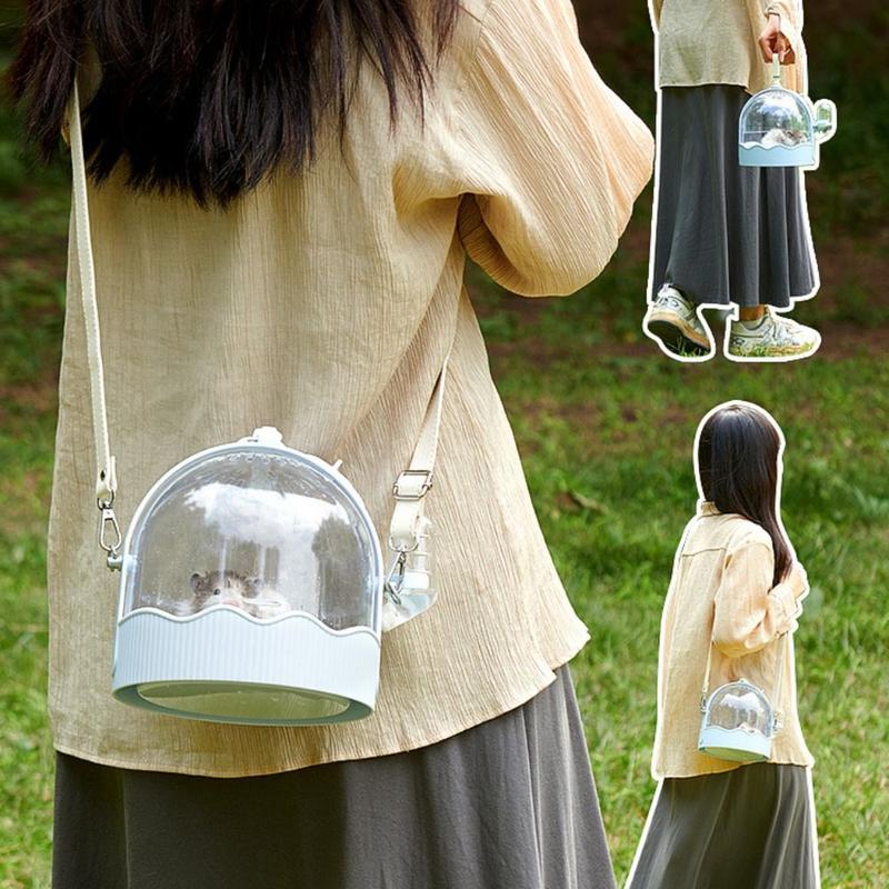 Pet Outdoor Carrier Breathable Hamster Carrying Cage Clear Flip Cover with Water Bottle Hamster Carrier Plastic Hamster Travel Cage Travel 6