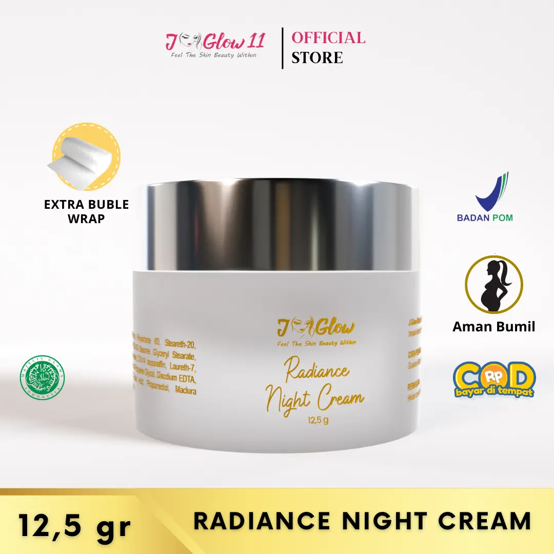 Jglow Skincare Radiance Night Cream Krim Malam Radiance Cream Perawatan Wajah GLOWING