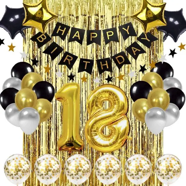 SET PAKET DEKORASI ULANG TAHUN TEMA GOLD balon