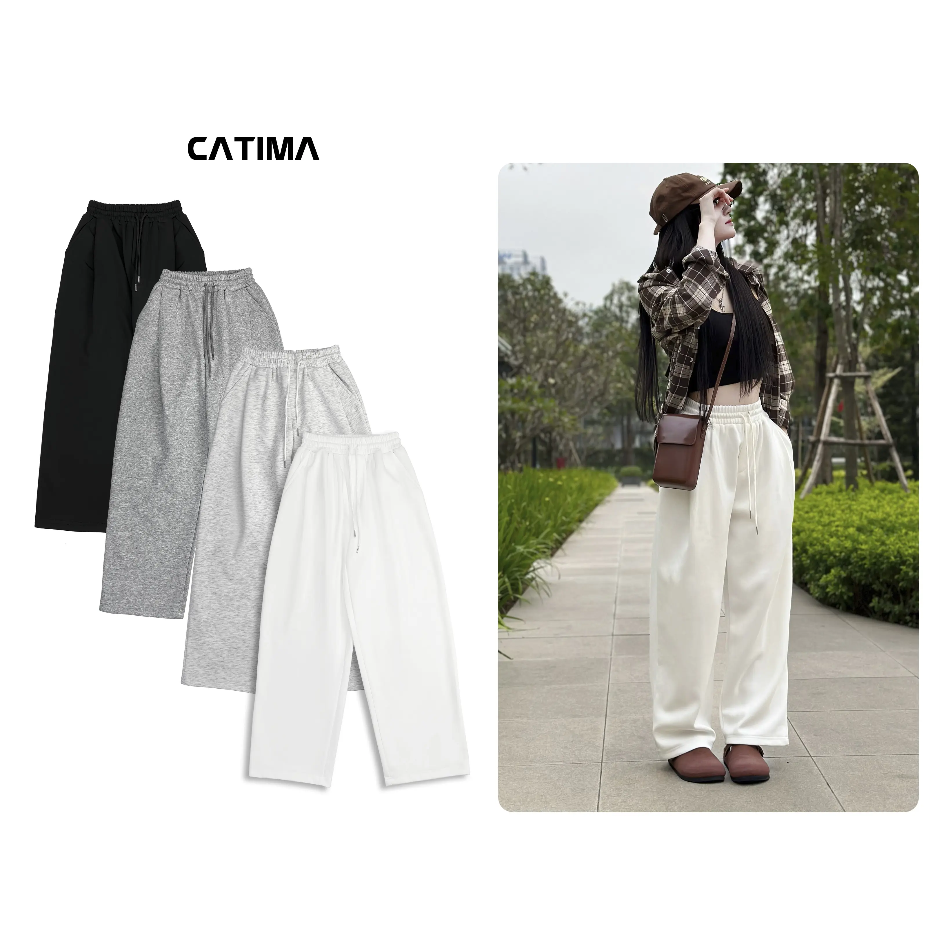 [DEAL HỜI]   Xếp Li Ống Rộng CATIMA Relaxed Fit Felt Pants Unisex  Nữ QN26 quần nỉ suông nam