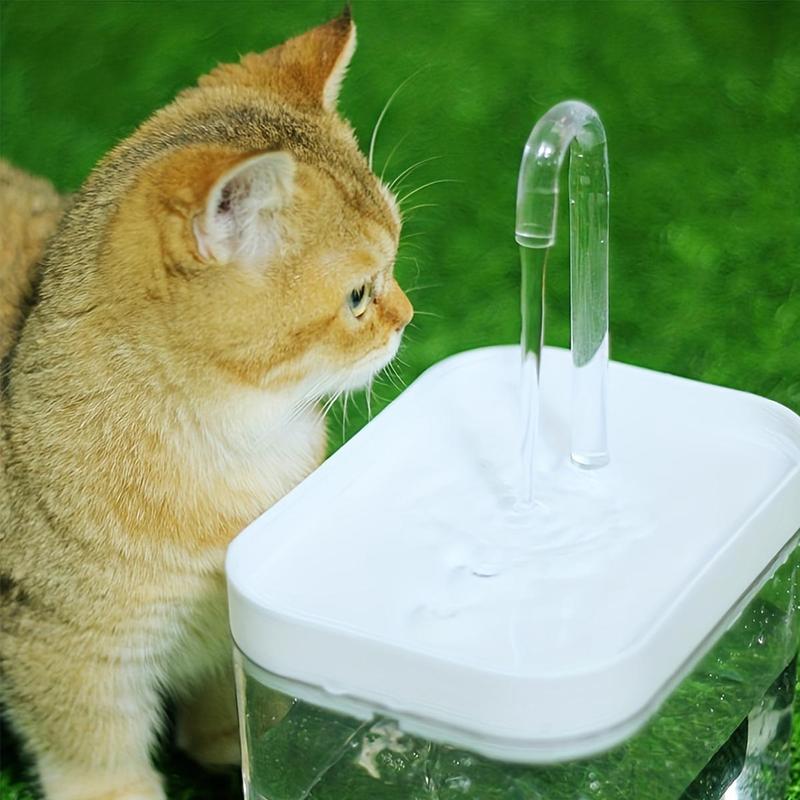 Pet Drinking Fountain, 1.5l Clear USB Rechargeable Automatic Water Bowl With Elbow, Feeding Supplies For Cats, Dogs & Birds 2