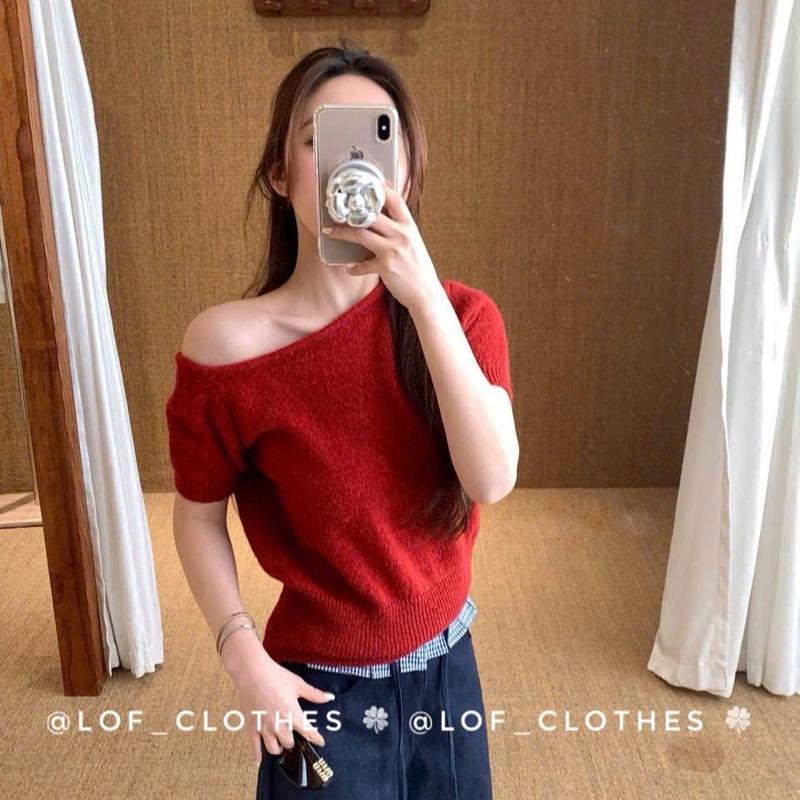 Áo cộc len mỏng trễ vai siêu xinh full màu 2