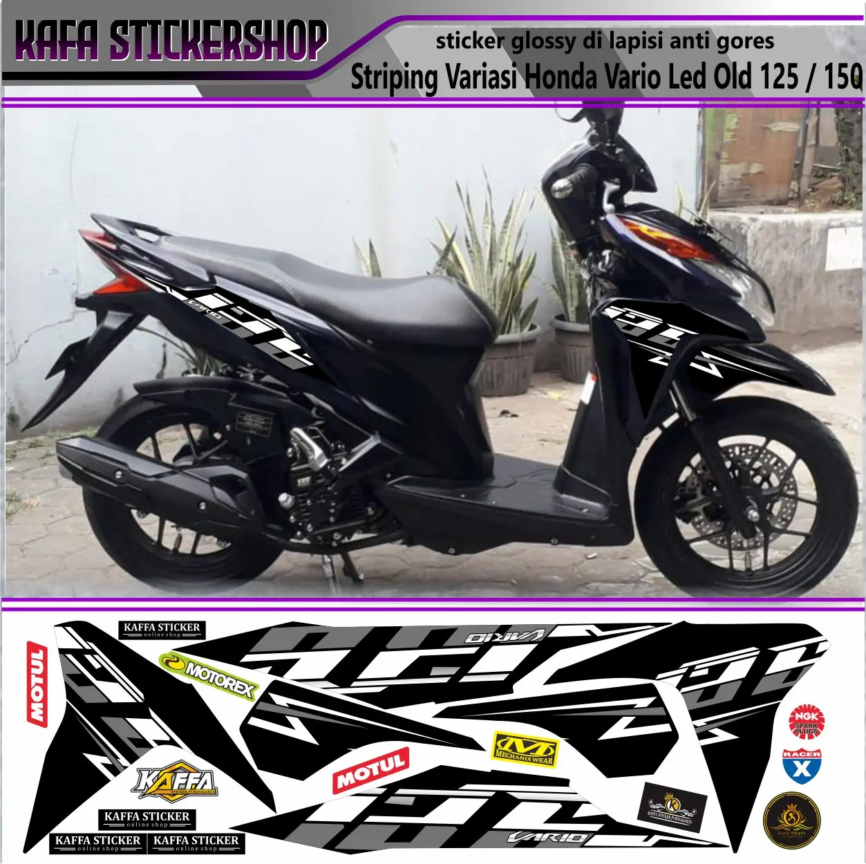 Striping Variasi Vario 125 Old Stiker Motif Simple List Style Motorcycle