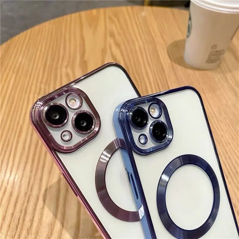 CASE MAGSAFE ELECTROPLATING METALIC MAGNETIC IPHONG 11 12 13 14 15 PRO MAX PLUS LENS GUARD PROTECTOR FULL COVER Softcase 5