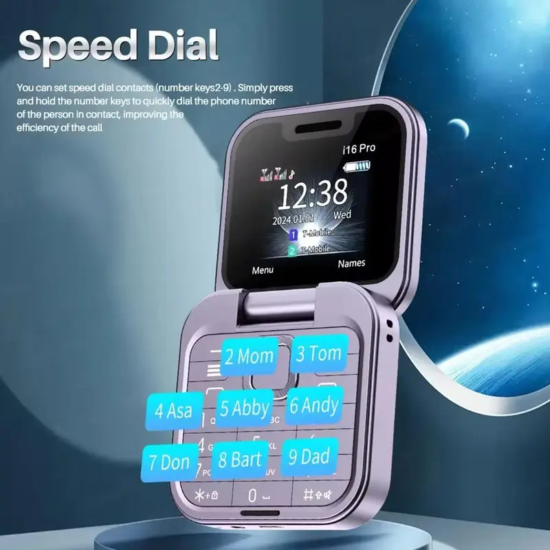 Mini Điện Thoại Di Động lật, Hàng mới về, SERVO I16Pro, Nhỏ và Có Thể Gập Lại, với Thẻ để Ghi lại, 2 Điện Thoại và Đài phát thanh, Kích thước nhỏ, Tương thích với C6N7 và Z4T6 4