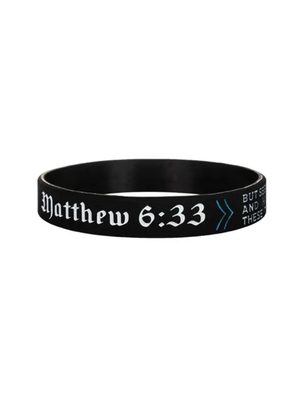Christian Bible Verse Joshua Pattern Bangle for Women & Men, 2024 New Style Rubber Jewelry for Party, Daily Clothing Decor, Trendy Cool Female Accessories for Birthday Gift 3
