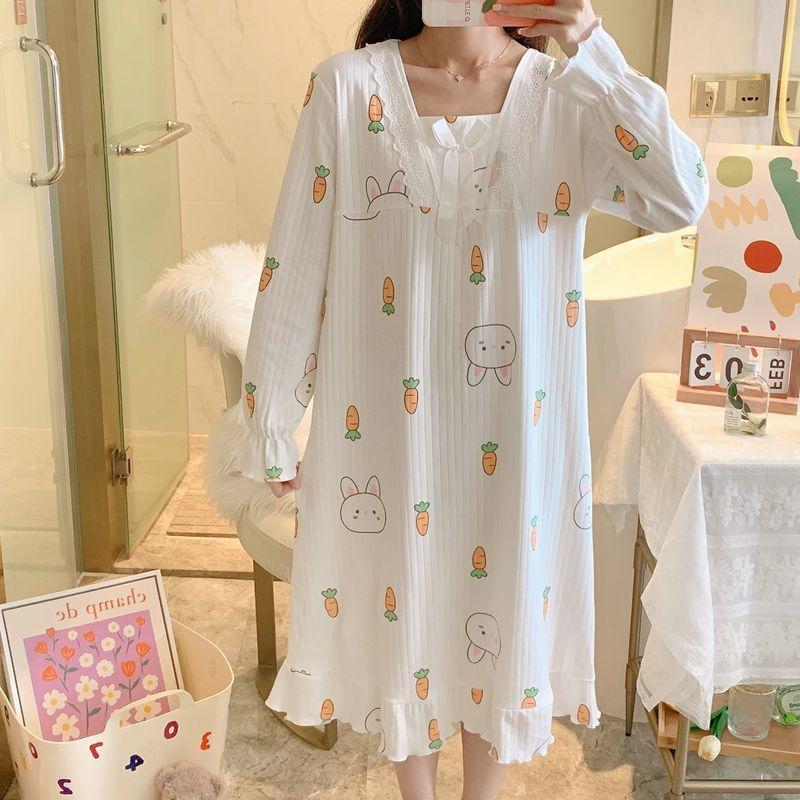 Đồ Ngủ Nữ, Bộ Sưu Tập Thu Đông, Váy Ngủ Dài Tay, Phong Cách Công Chúa Dễ Thương Ngọt Ngào Hàng Mới Về, Thích Hợp Cho Học Sinh Và Phụ Nữ, Mặc Nhà Mùa Thu, 2024 4