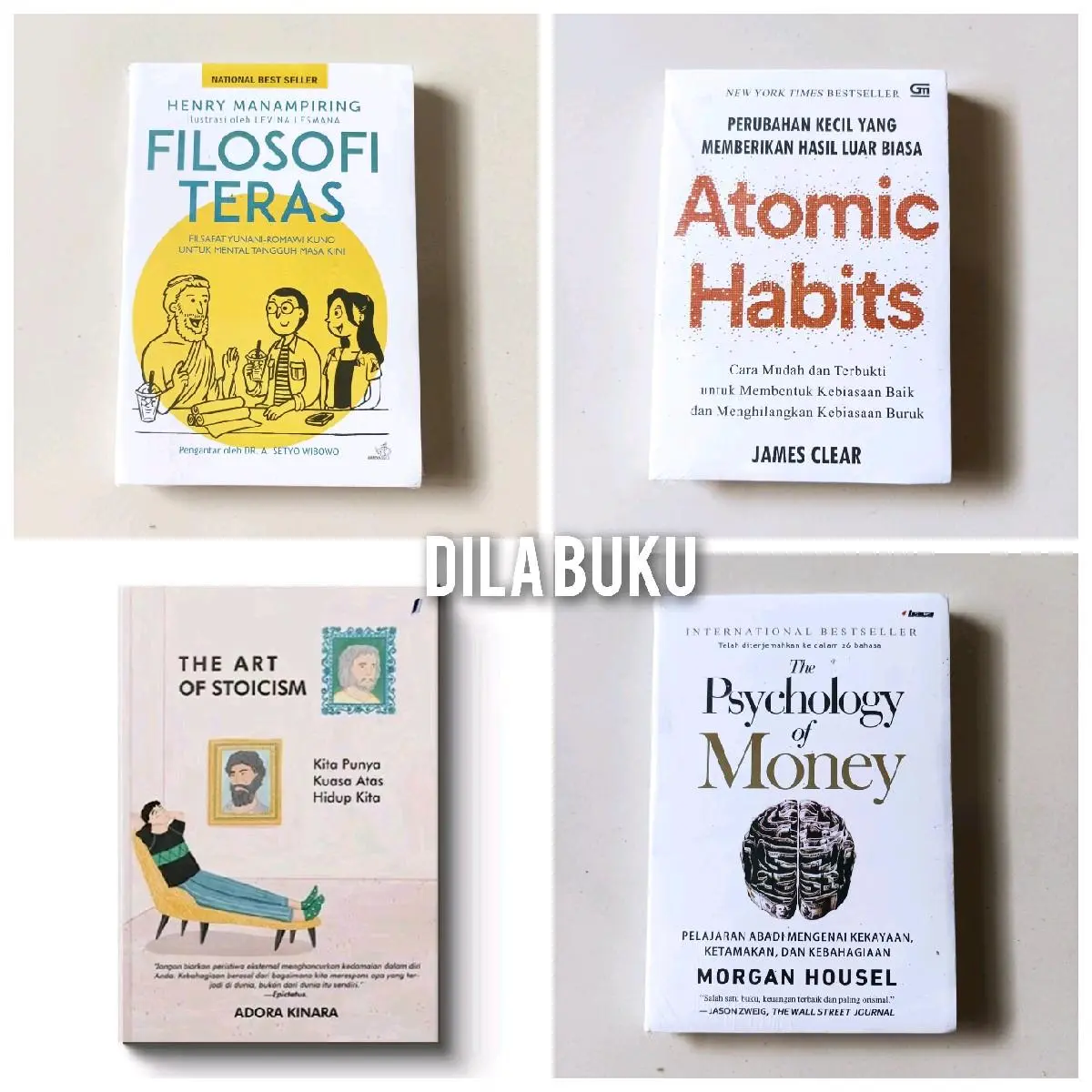 1 Paket 4 buku motivasi ; Filosofi teras + Atomic habits + The art of stoicism + The psychology of money