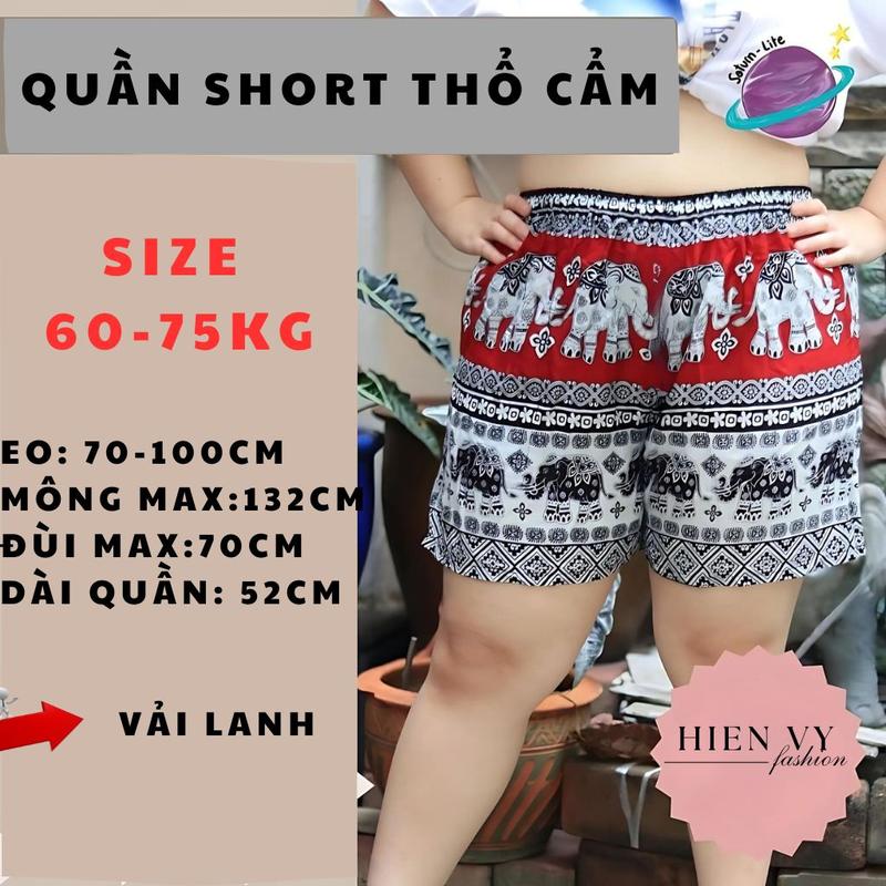   size 60kg -75kg Quần đùi vải lanh thổ cẩm nam nữ mặc nhà Women Pants 