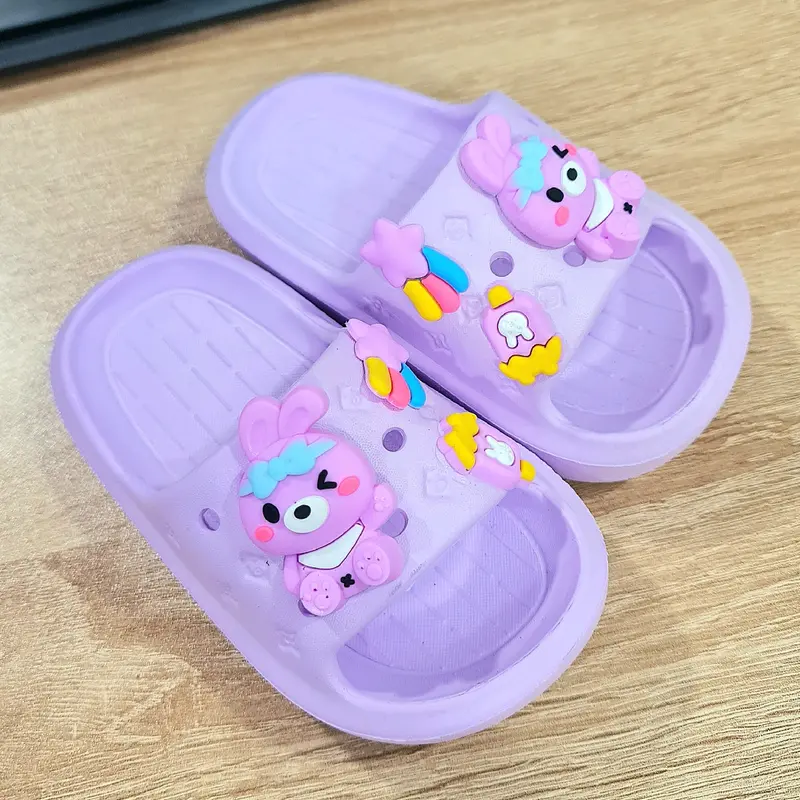 Dép bánh mì siêu nhẹ hàng cao cấp cho bé gái hình thỏ tai dài mắt hí cực dễ thương chống nước không dau chân 1