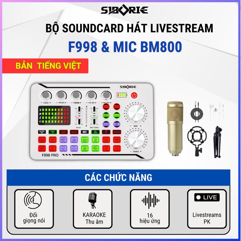 [Siborie] [TIẾNG VIỆT] Bộ Mic Livestream Thu Âm  Soundcard F998 Trắng - BM800 Gold cao cấp thiết bị thu âm chuyên nghiệp tại nhà , hát karaoke CHÍNH HÃNG, tích hợp nhiều hiệu ứng blutooh