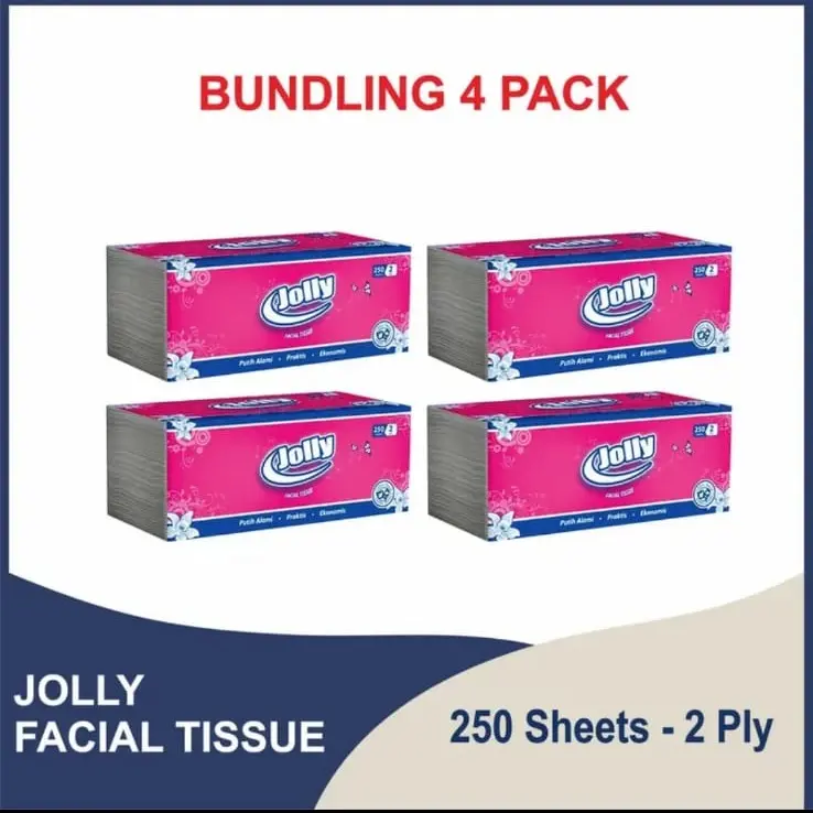 JOLLY 250 SHEET ISI 4 / TISSUE JOLLY / TISSUE JOLLY 250S Sekali pakai Dapur Dapat Terurai Lembut 2 Lapis Aroma Pola Tisu