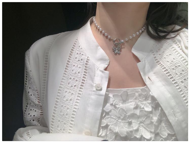 Product Introduction of Luxurious Luxurious California Girl ~ Super Fairy Diamond-Studded Pearl Butterfly Collarbone Chain Cool Disco Choker Necklace Neck Chain Trend 12