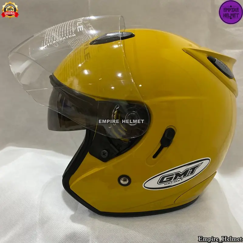 Helm Half Face Gmt Centro Double Visor Solid Polos Original Paket Ganteng Bonus Gratis Spoiler+Stiker Helem Pria Wanita Dewasa STandar Sni 4