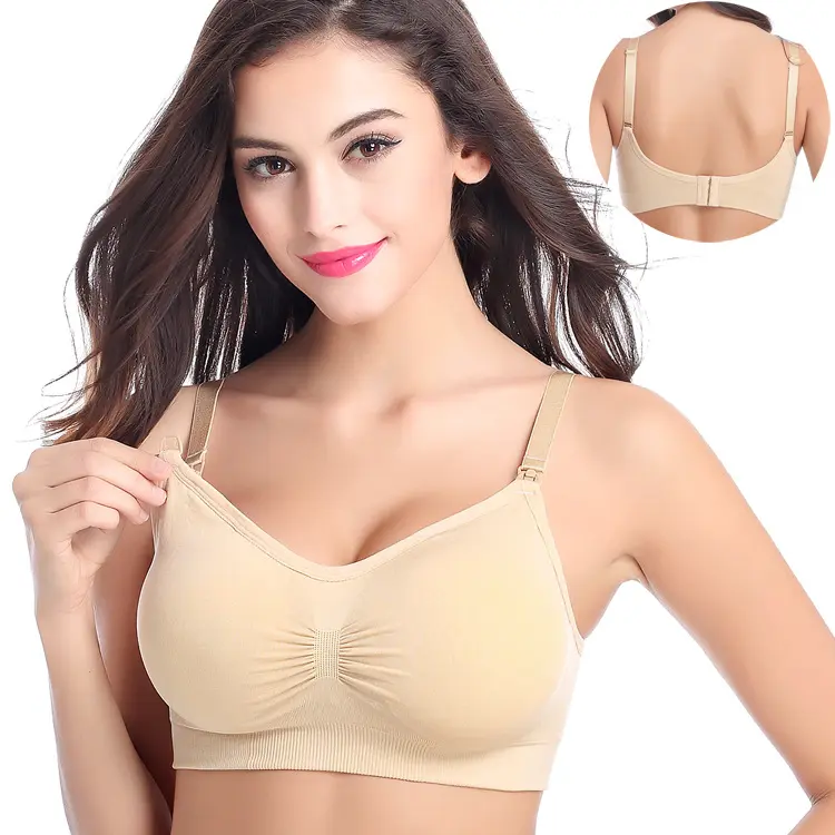 New Pregnant Women's Wireless Front Buckle Large Size Nursing Bra Nursing Adjustable Gathered without Trace Bra Underwear