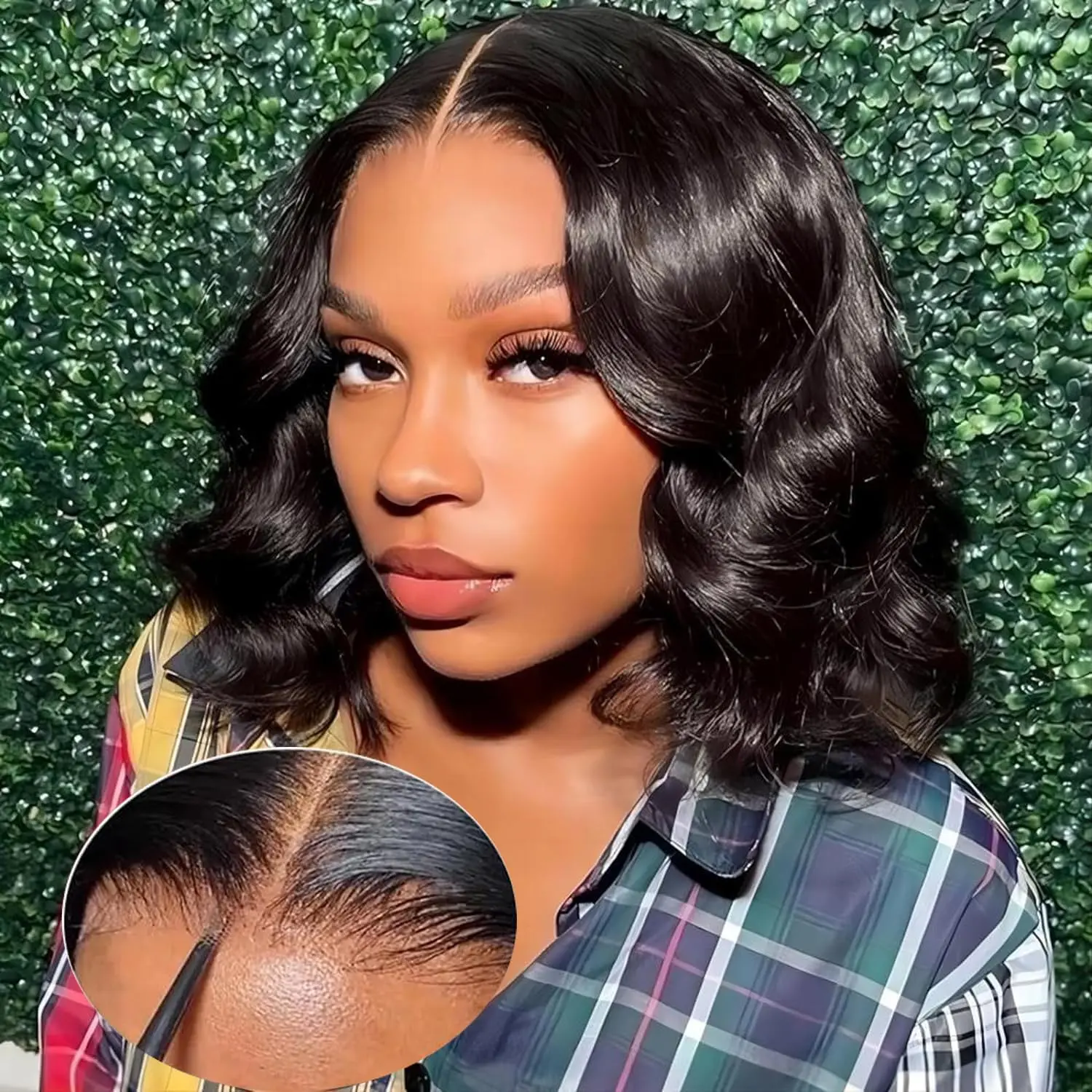 4x4 Glueless Bob Wig Human Hair Body Wave Wig Pre Plucked Pre Cut Lace Closure Wear And Go Wigs For Women Human Hair 150% Density Transaprent Lace Natural Color For Beginners