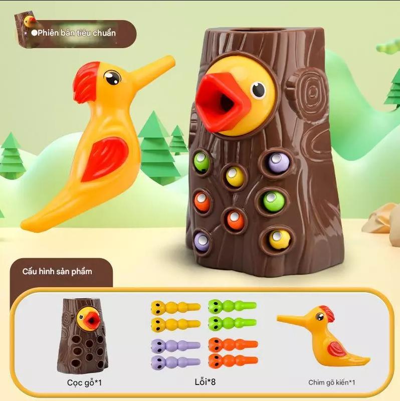 Bộ đồ chơi chim ăn sâu và gõ kiến bắt sâu cho bé phát triển trí tuệ Montessori 3