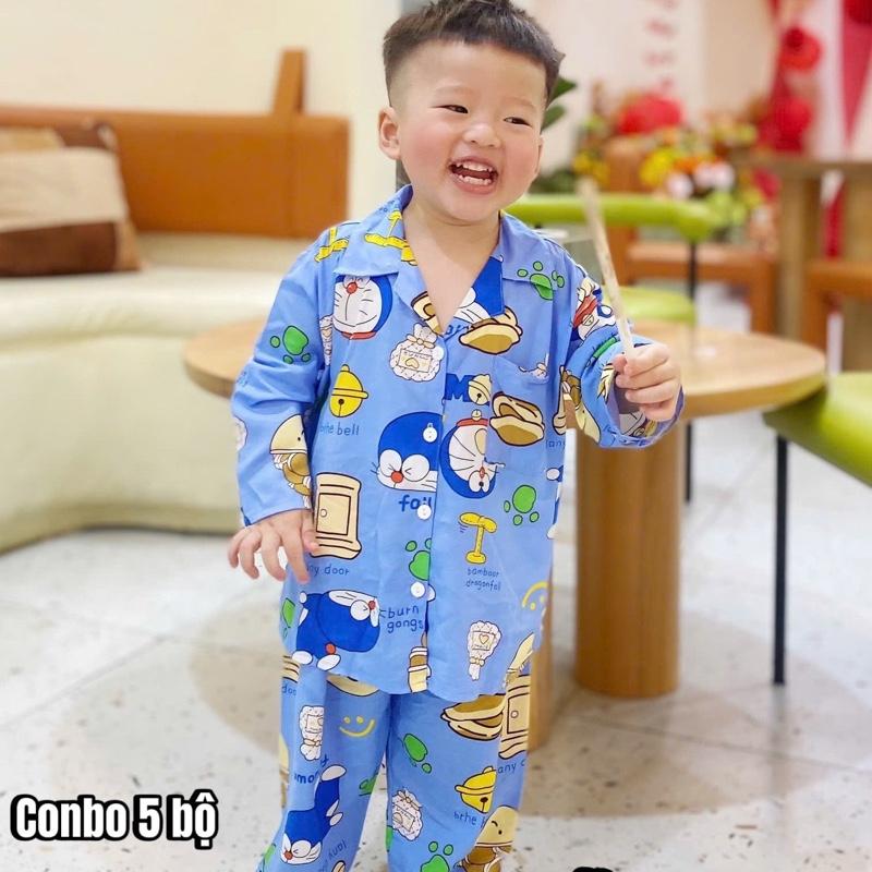 Conbo 5 bộ Quần áo Tole Tay dài Quần dài Pyjama Size 1-16 cho bé 5-57kg đồ bộ bé Trai Len Chất vải mềm mịn mát Giao màu ngẫu nhiên