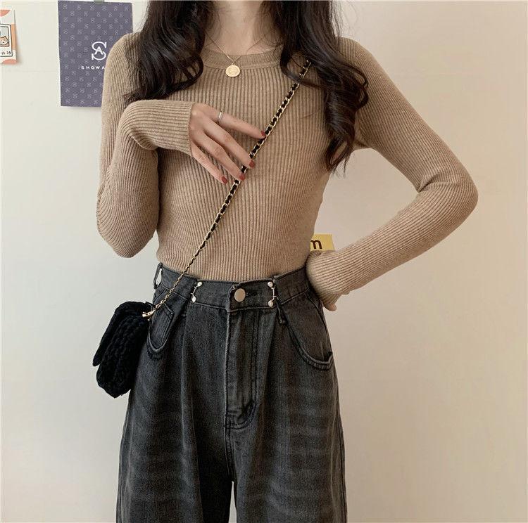 Product Introduction of Áo Len Đáy Bên Trong Trơn Mùa Đông, Phong Cách Hàn Quốc Mới, Kẻ Sọc Chìm, Cổ Tròn, Dài Tay, Thời Trang, Dành Cho Nữ Women Top 11