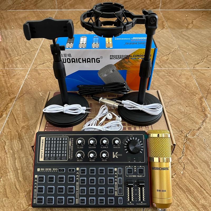 Bộ Mic Thu Âm Bm900 Sound Card k300 Dây Livestream Chế - Trọn Bộ Thu Âm Sound Card k300 Hỗ Trợ Auto tune Bluetooth -live