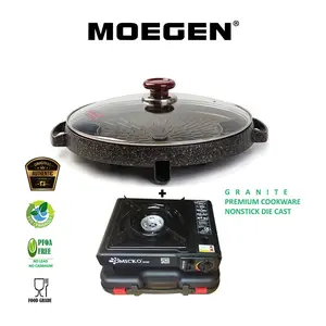 ORIGINAL MOEGEN Germany bulgogi pan all new 32cm grill panggangan bbq + tutup kaca + kompor portable Alat Marble