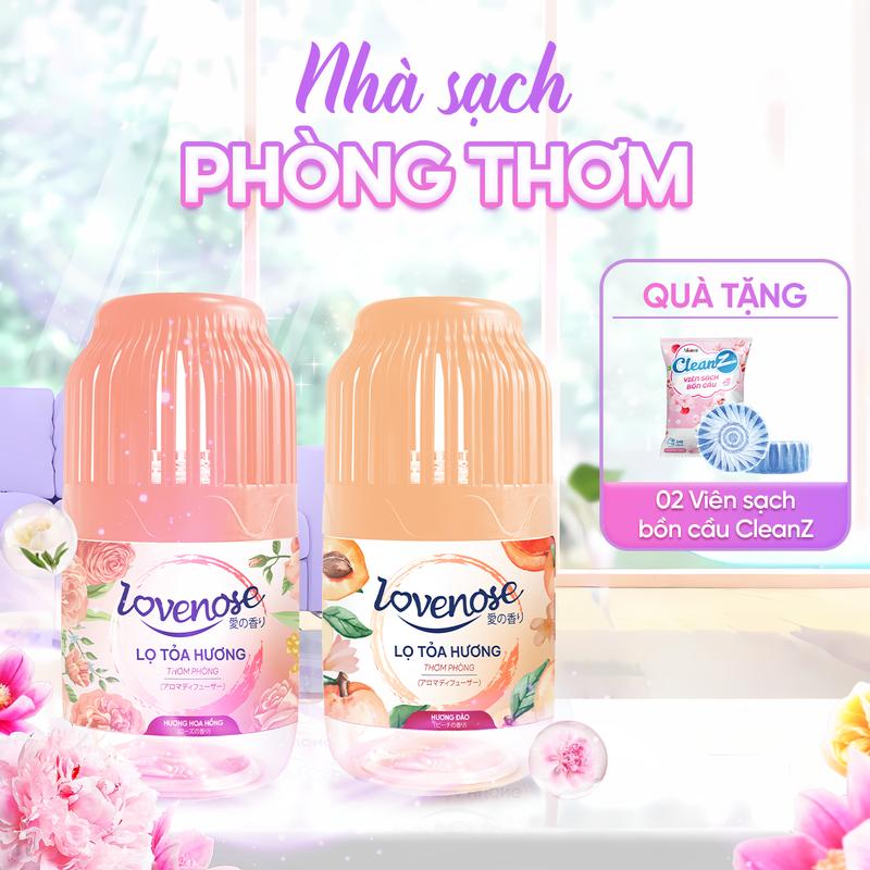   ĐA KHO  Combo 2 Lọ Tỏa Hương Lovenose Công Thức Mới Thơm 360 độ; Hương Hoa Hồng; Dầu Thơm Phòng Dầu Thơm Tặng 2 viên sạch bồn cầu nuoc thom tinh da 
