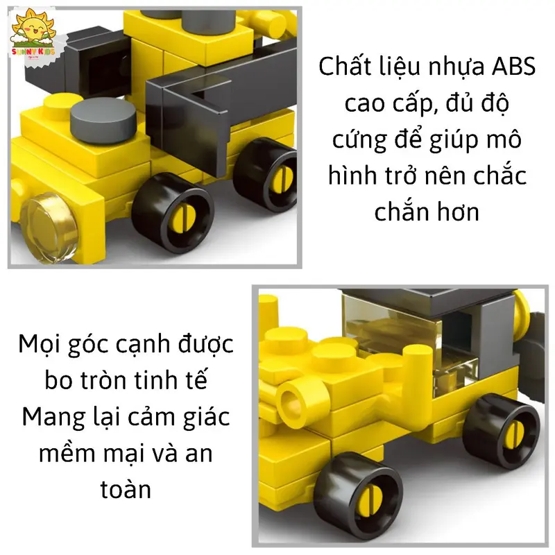 Đồ chơi lắp ráp mô hình xe Công Trường, 2 IN 1, chi tiết chắc chắn, đa dạng 16 mẫu xe mô hình đồ chơi - Sunny Kids 4