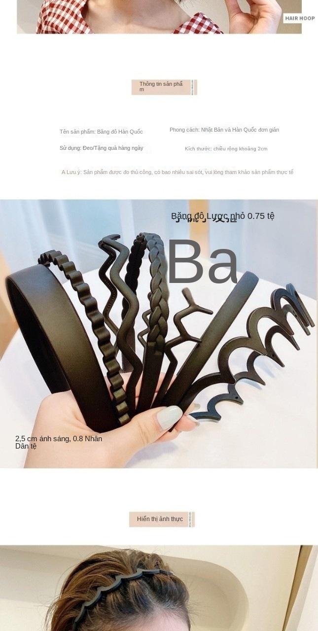 Product Introduction of 【Dây đỏ miễn phí】Phụ Kiện Tóc Nam, Băng Đô Lì Màu Đen, Chống Trượt, Thích Hợp Để Rửa Mặt, Dây Buộc Tóc Gợn Sóng,Màu Đen, Dành Cho Nam Và Nữ, Chống Trượt, Răng, Đề Rửa Mặt, Phụ Kiện Tóc Đơn Giản 2