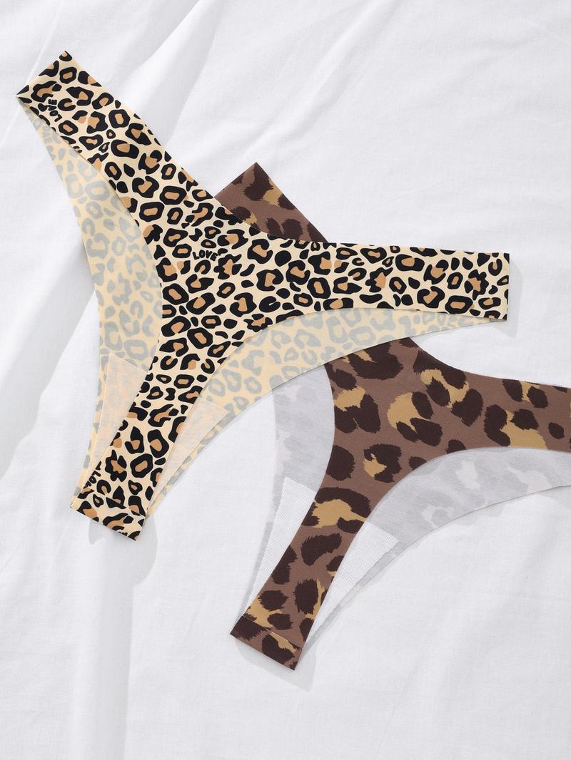 Product Introduction of Women's Solid Color & Leopard Print Thong, Soft Comfy Breathable Panty for Daily Wear, Ladies Underwear for All Seasons 5