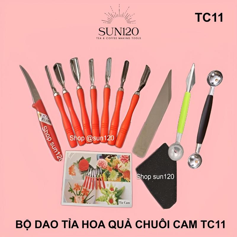 Bộ dao tỉa hoa quả chuôi CAM TC11 11 món muỗng hoa quả tỉa trái cây dưa hấu