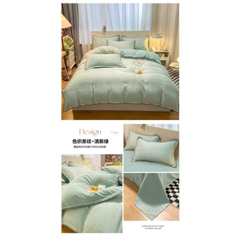 Product Introduction of 4 IN 1 Waffle Crochet Design Bedding Nordic Simplicity Pure Bed Set Quilt Cover Flat Sheet Fitted Sheet Pillowcase Single Queen King Size Camel Color Beddings 19