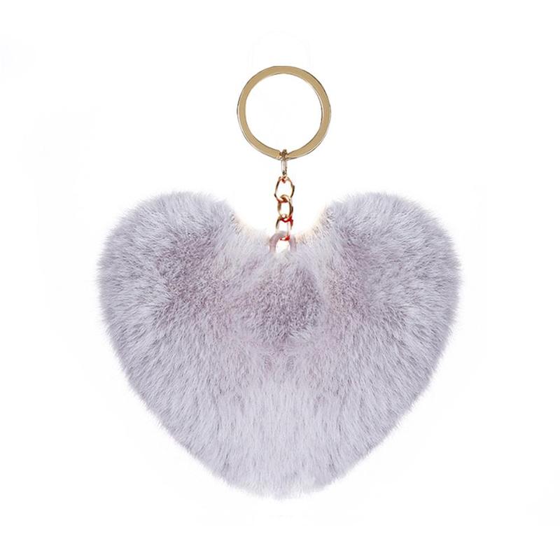 Product Introduction of 【COD】 Love Heart Fur Ball Keychain Peach Heart Plush Car Ornaments Couple Heart Shaped Pendant 12