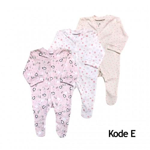 PROMO 5.5 | Sleepsuit Isi 3pcs / Baju Tidur Bayi Perempuan 3IN1 Import Cotton Newborn 5