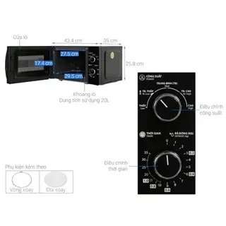 (HÀNG CHÍNH HÃNG) Lò vi sóng Toshiba ER-SM20(W1)VN - Nhập Thái Lan / Lò vi sóng Toshiba MWP-MM20P(BK) 20 lít - Nhập TQ 7