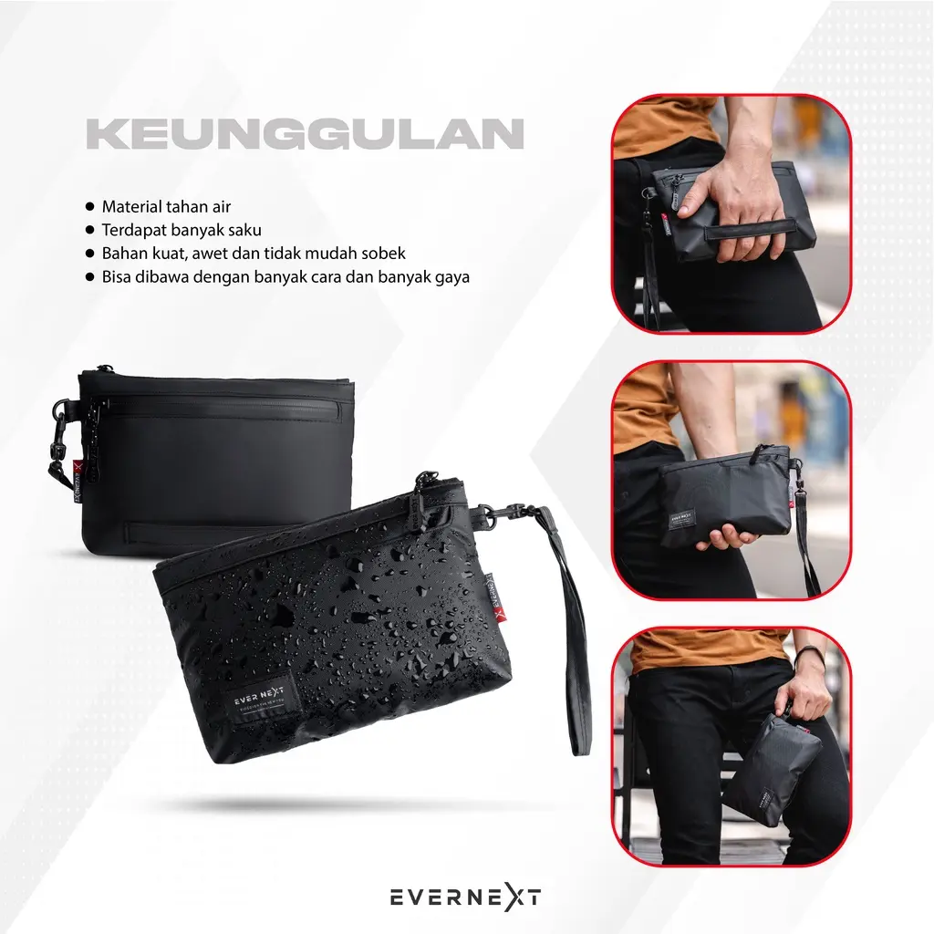CLUTCH RIVER HAND BAG PRIA WANITA WATERPROOF ORIGINAL EVERNEXT Cowok