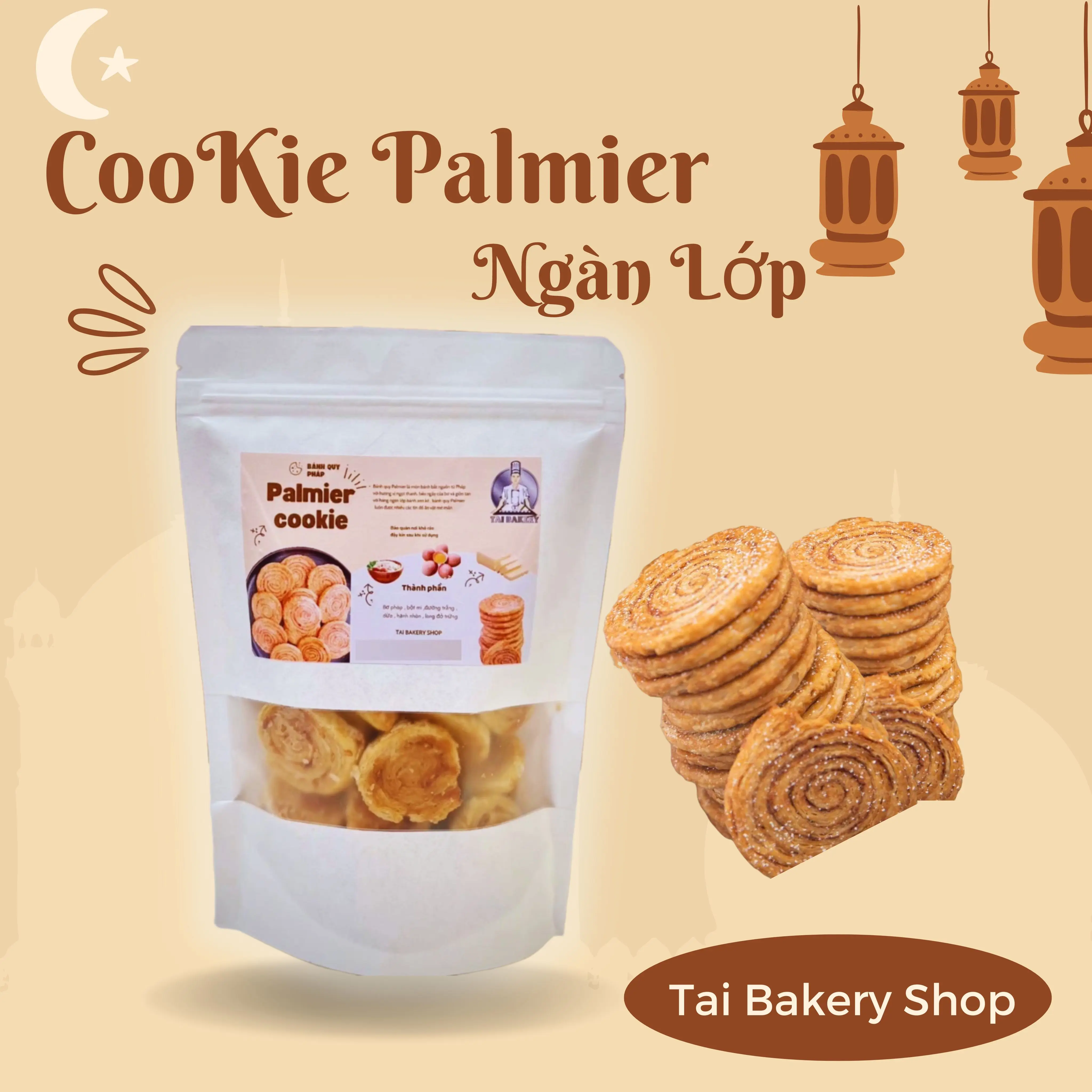 TÚI COOKIE PALMIER NGÀN LỚP - TAI BAKERY